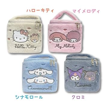 キティ 花柄シリーミラー付きポーチ 爽やか可愛い♡】みずいろハローキティ♡ふわふわ刺しゅうポーチ